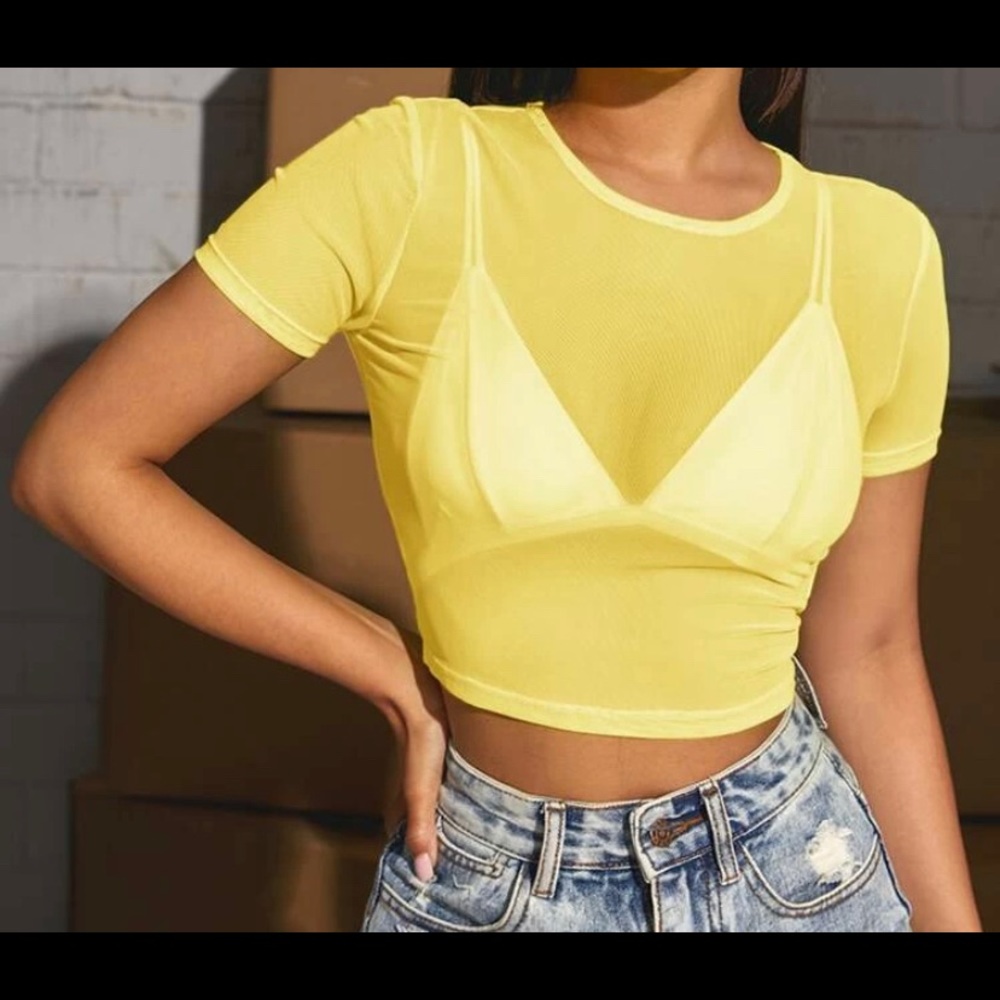 Yellow Mesh Top